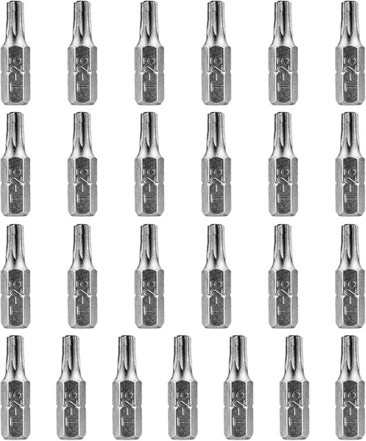 HPHOPE T25 Screwdriver Bit Set, Torx Bits T25, 1/4" Hexagon Bit (Length: 1", 25 Pack)
