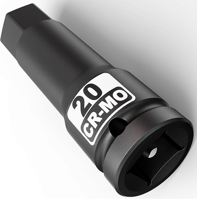 1/2" Drive 20 mm Hex Impact Bit Socket, H20 Allen Bit Socket, Metric, Cr-Mo Steel, Automotive Repair Industrial Maintenance and DIY Enthusiasts Alike
