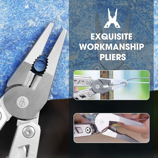 Christmas Gifts for Men Him Dad, BIBURY Multitool with Pocket Knife, 21-in-1 Stainless Steel Pliers with Screwdriver, Safety Locking Multi tools with EDC Knife for Survival, Camping, Fishing, Repair