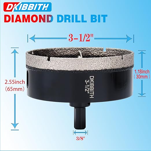 3-1/2" Diamond Hole-Saw Bits with Pilot Drill Bit 3-1/2 in Diamond Tipped Tile Hole Saws with Guiding Bit for Accurate Drilling, for Porcelain Tile Ceramic Pottery Granite Stone Glass Bottles 90mm