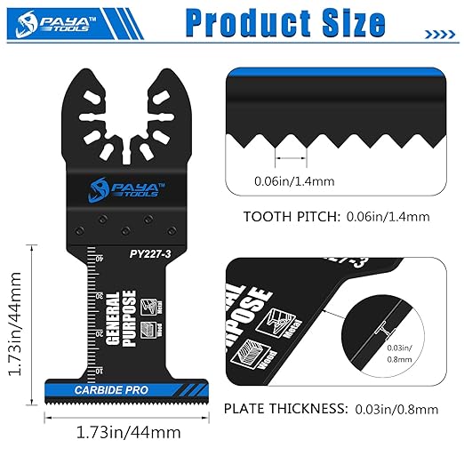 Carbide Oscillating Saw Blades, 1-3/4'' Multitool Blades Quick Release for Heavy Metal, Nail,Aluminium,Pipe, Copper and Other Hard Materials (3-Pack)