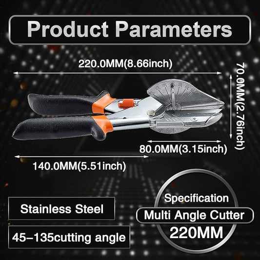 KATUR Multi Angle Miter Shear Cutter Hand Tools 45 Degree to 135 Degree with Spare Blade PVC PE Plastic Pipe Scissors (Black)