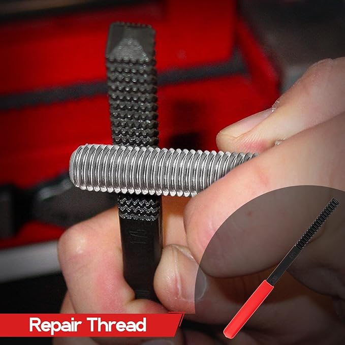 Jiimee 15Pcs Metric Thread Chaser Set, Thread Inserts and Repair Kits in 4 Sizes, Universal Re-Threading Tool with Case