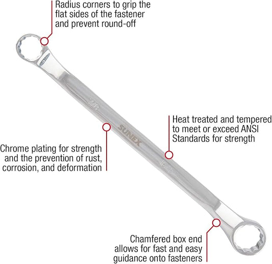 Sunex 9950 SAE Double Box Wrench Set, 5 Piece