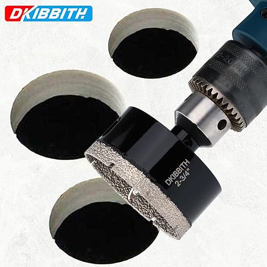 2-3/4" Diamond Hole-Saw Bits with Pilot Drill Bit 2-3/4 in Diamond Tipped Tile Hole Saws with Guiding Bit for Accurate Drilling, for Porcelain Tile Ceramic Pottery Granite Stone Glass Bottles 70mm