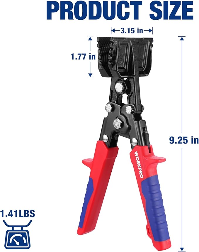 WORKPRO 3-Inch Sheet Metal Bender & Hand Seamer Tool, Heavy-Duty Steel Sheet Metal Brake Pliers for Bending, Seaming, Flattening with Ergonomic Handle and Smooth Jaw