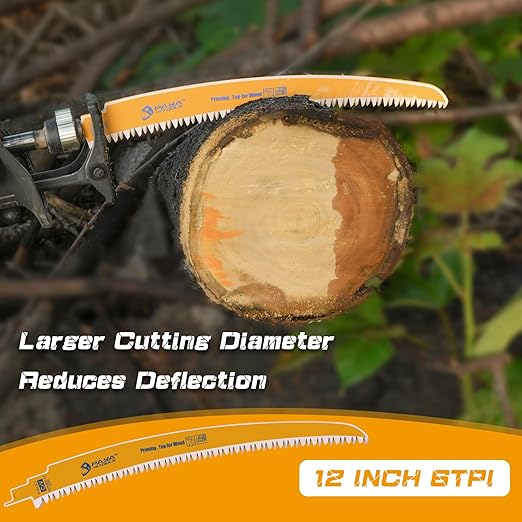 12 Inch 6TPI Japanese Teeth Reciprocating Saw Blade, Curved Edge Wood Pruning Saw Blades for Tree Trimming, Wood Cutting (3-Pack)