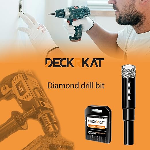 5 Packs Dry Diamond Drill Bits Set 3/8" 10mm Vacuum Brazed Diamond Hole Saws for Granite Tile Ceramic Marble Stone Glass and More Hard Materials (not for Wood), Round Shank with Storage Case