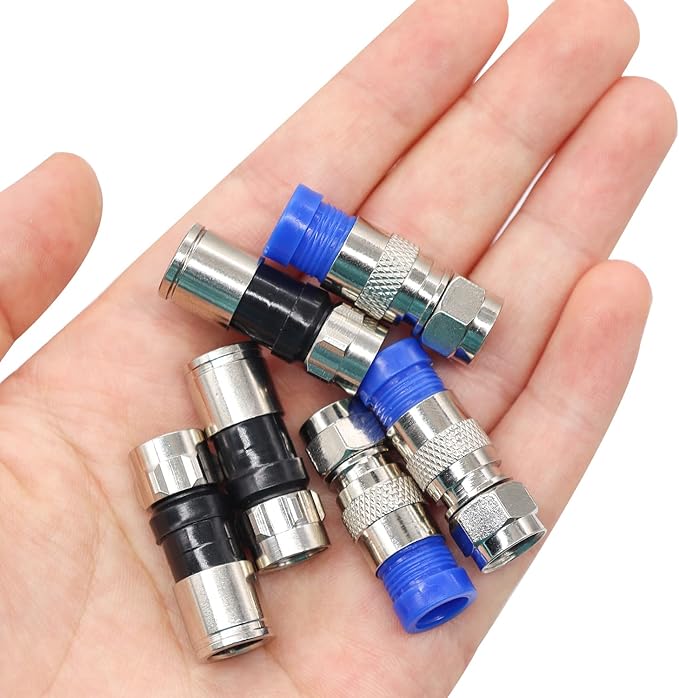Taiss Coaxial Compression Tool Coax Cable Crimper Kit with 20 PCS F Style RG6 connectors,Adjustable RG6 RG59 RG11 75-5 75-7 Coaxial Cable Stripper,coaxial cable crimper Tool Kit