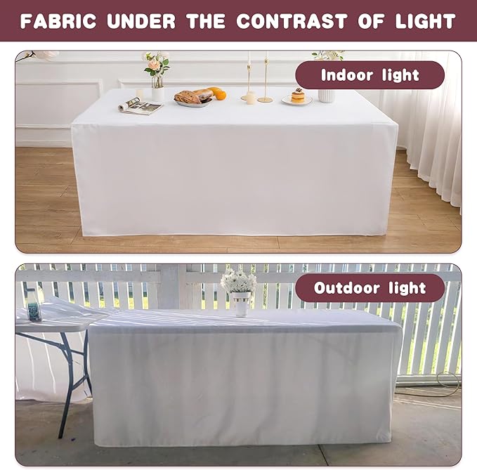 HolidayIdeas 2 Pack Fitted Table Clothes - 48 x 24 Inch - White Rectangle Tablecloths for 4 Foot Tables, Polyester Fabric Tablecloth for Folding Table, Parties, Birthday, Wedding, Trade Show