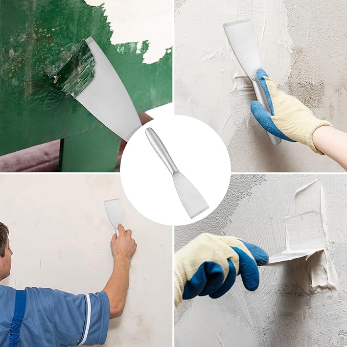 5 Pack 2 Inch Putty Knife Scraper, Putty Knife Set, Stainless Steel Putty Knife, Wallpaper Scraper Paint Scraper Tool for Spreading Drywall Spackle, Plasterboard Mud, Scraping Paint, by GENHAKON.