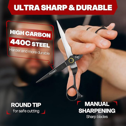 Professional Barber Hair Cutting Scissors Shears Right Hand - 6.8" HIGH-END Extremely Sharp Haircut Scissors Professional Hairdressing Shears 440C Stainless Steel for Salon Home Stylists