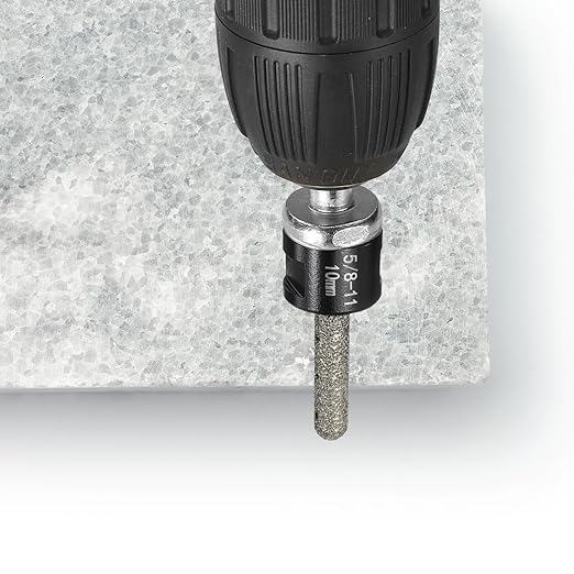 HARFINGTON Diamond Finger Bit 10mm Dia Dry Core 2 Holes with 5/8"-11 Thread Diamond Chamfer Bit for Enlarging Shaping Milling Existing Holes on Porcelain Tile Ceramic Marble Countertop, Black