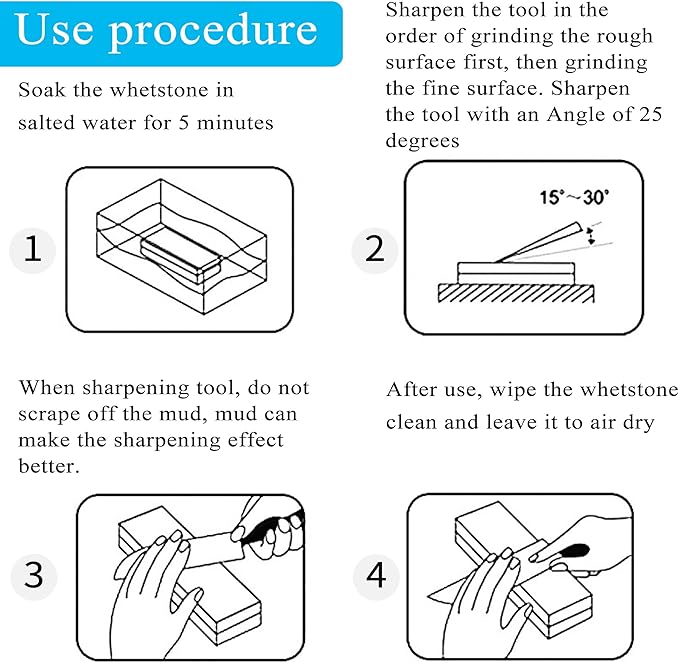 Whetstone Sharpening Stone Kit Dual Sided 400/1000 Grit Professional Grindstone Knife Sharpener Stone Wet Stones for Sharping Knives Kit with Non-slip Rubber Base