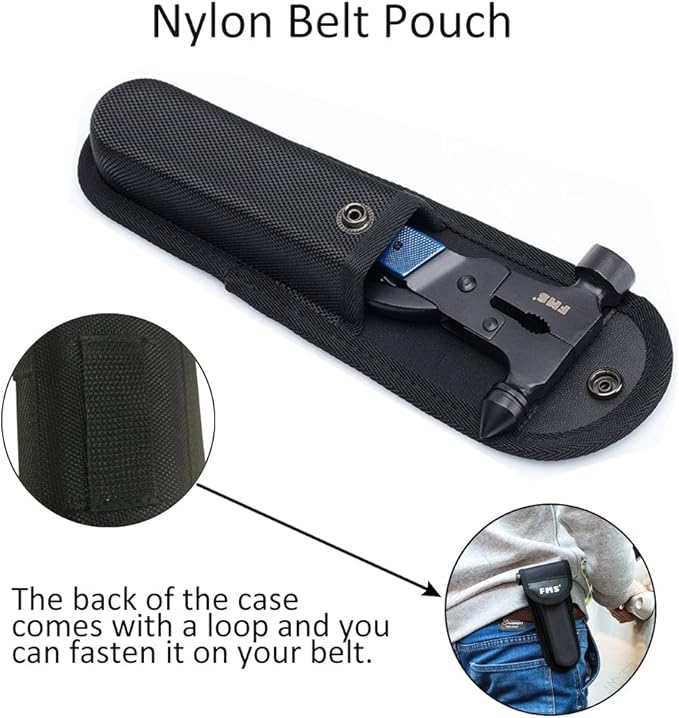 13-in-1 Stainless Steel Hammer Multitool, Gifts for Dad, Gifts for Men, Mens Gifts for Him, Husband, Grandpa, Gifts for Dad, Portable Multi-functional Hammer Kit with Nylon Belt Pouch