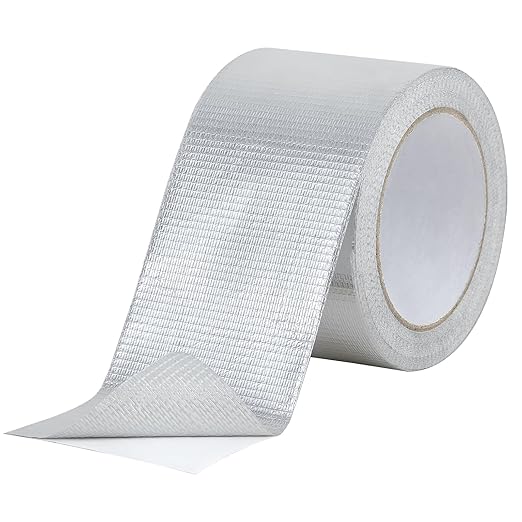Aluminum Foil Tape - 3 Inch X 66 Feet, 5.91 Mil Thick Fiberglass Reinforced High Temperature Heat Shield Tape for HVAC, Hose and Auto Use