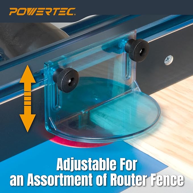 POWERTEC 71538V Adjustable Router Table Bit Guard Kit w/Mounting Hardware for Router Table Fence