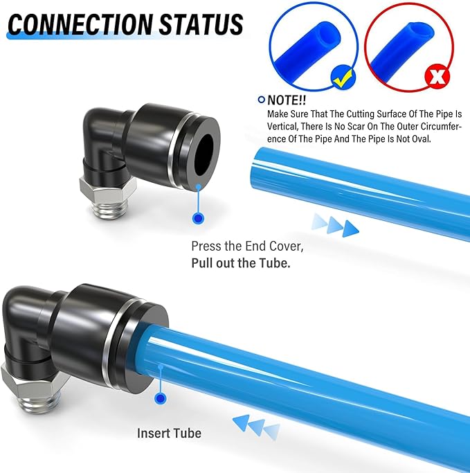 TAILONZ PNEUMATIC Male Elbow 6mm Tube OD x M6 Thread 90 Push to Connect Fittings PL6-M6 (Pack of 2)