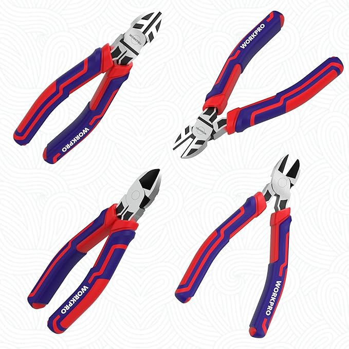 WORKPRO 6??Wire Cutters Heavy Duty CRV Steel, Diagonal Pliers for Cutting Wires Craft, Comfort Grip Handle