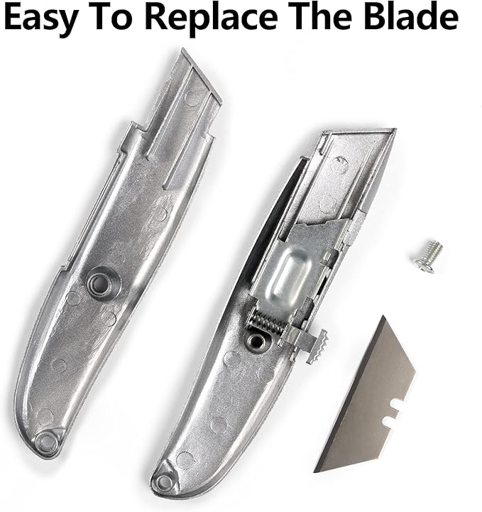 DIYSELF 2Pack Utility Knife Box Cutter Retractable Blade Heavy Duty PVC Pipe Cutter(Silver)