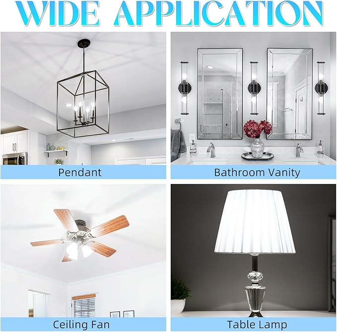 E12 Candelabra Bulb 40 watt Equivalent, E12 LED Bulb Non-Dimmable Chandelier Light Bulbs, 5000K Daylight B10 Candle Light Bulbs, 90+CRI, 400LM, Cear Glass, 12 Pack