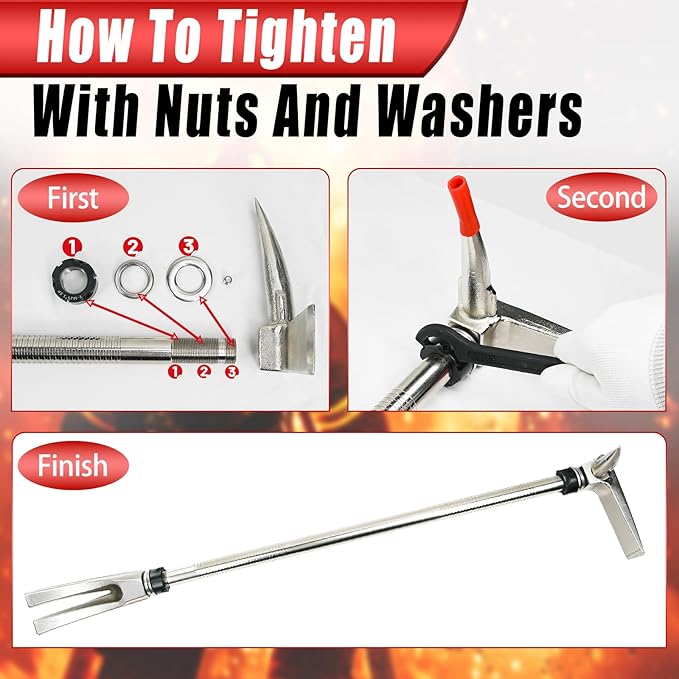 Halligan Bar Set - 12/18/24/30/35" Firefighter Tool - Forged Steel One-Piece Construction | Fork Gap Design
