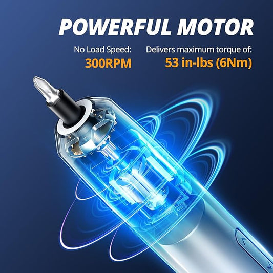 Tilswall Electric Screwdriver, 4V Cordless Screwdriver Rechargeable, Max 6N쨌m Power Screwdriver with 12pcs Bits, 1pc Extension, LED Work Lamp, USB-C Charging Cable, Meeting Daily Needs Effectively