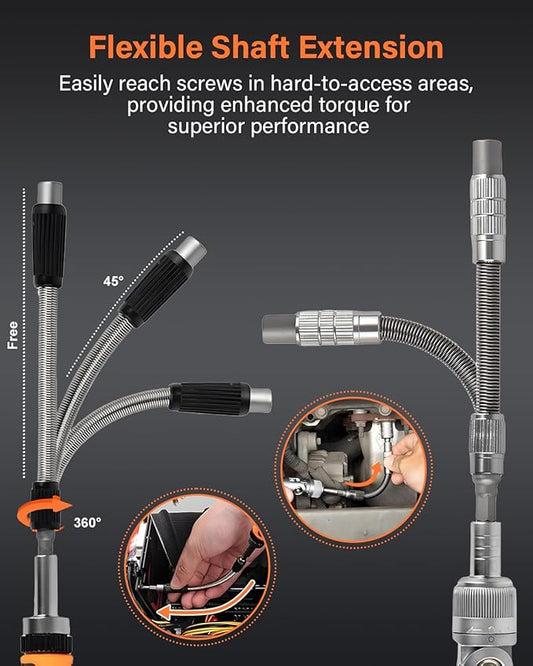 Ratcheting Screwdriver Set, 68 in 1 Socket Set & Magnetic Screwdriver Set with Rotatable Ratchet Handles, Extensions Bar and Storage Case for Phone, Computer, Bike, Car, Electronics Maintenance