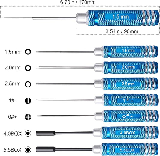 13-in-1 RC Tools Kits Box Set, RC Screw Kit, Hex Phillips Flat Nut Drivers, Pliers, Wrench, Repair Tools Screwdriver Set for Traxxas Arrma Axial Redcat Losi RC Model Car Drone Boat