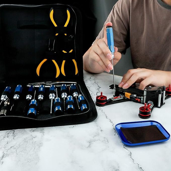 RC Hex Screwdriver Tool Kit - 24PCS Hex Nut Drivers Phillips Screwdriver Allen Wrench with Pliers Wrench Body Reamer Stand Tools for Rc Car DJI Drone Traxxas Boat Quadcopter Helicopter