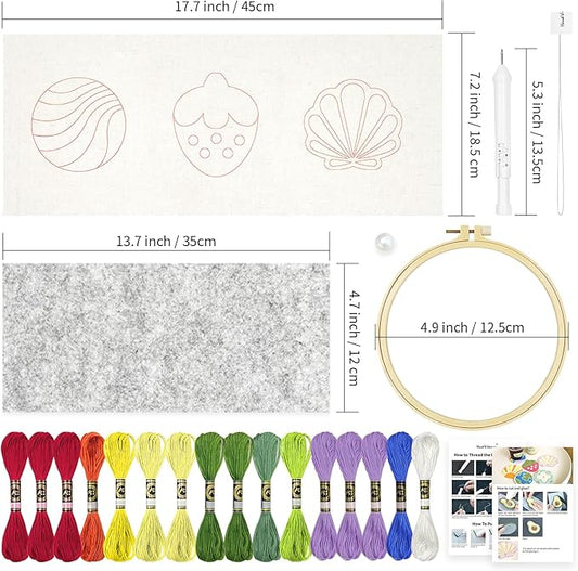 HAND U JOURNEY 3Pcs Embroidery Punch Needle Coasters Kit, Original Design with 2.2mm Punch Tool, Threads and Hoop