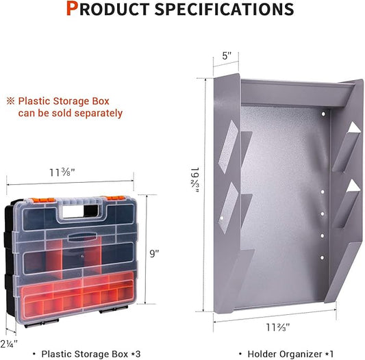 P-SH-Hanging Tote Kit for Van Shelving Storage, 3 Plastic Storage Box w/1 set Hanging Organizer Holder for Small Parts, Screws and Hardwares