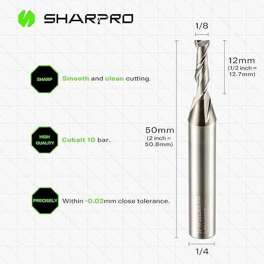 1/8 Router Bit 1/4 Shank, Upcut Spiral Router Bit 1/4 Inch Shank 1/8 Inch Cutting Dia. 1/4 Inch CNC Router Bits, Up Cut Router Bit Solid Carbide, Ideal for Wood Inlay, Plunge Plastic 5PCS