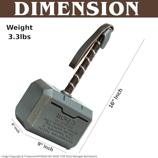 Hammer 15-Inch Metal, Full Size Adult Collectible with Engraving, Handmade Leather Wrap (Grey)