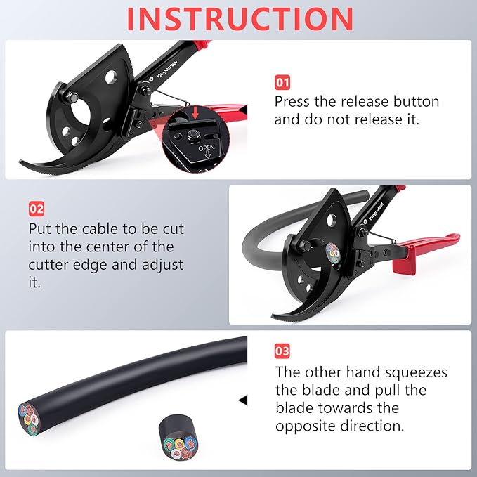 Yangoutool Ratcheting Cable Cutters up to 400mm짼 /過22.5mm/過0.89 inches Heavy Duty Aluminum Copper Ratchet Wire Cutter for Cutting Electrical Wire
