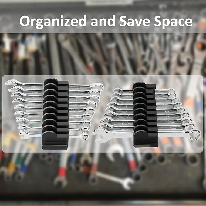 24 pcs Modular Wrench Organizers for Tool Drawers - Wrench Rack with Metric&SAE Labels, Perfect Tool Storage Holder. Gift for father, brother and boyfriend (No-Magnet)