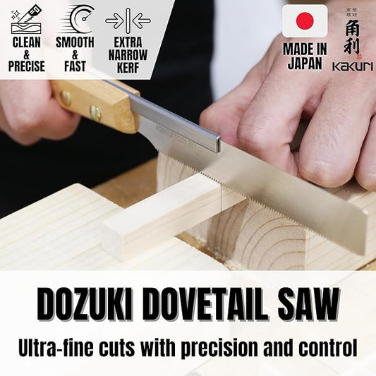 KAKURI Mini Dozuki Dovetail Saw 5" - Fine Cut Japanese Pull Saw for Precision Woodworking, Joinery, Tenon & Kumiko - Made in Japan