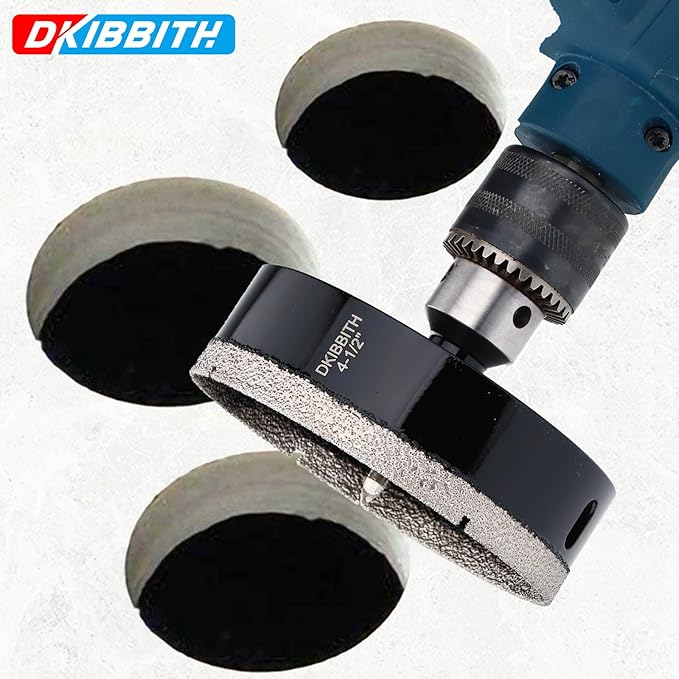 4-1/2" Diamond Hole-Saw Bits with Pilot Drill Bit 4-1/2 in Diamond Tipped Tile Hole Saws with Guiding Bit for Accurate Drilling, for Porcelain Tile Ceramic Pottery Granite Stone Glass Bottles 115mm