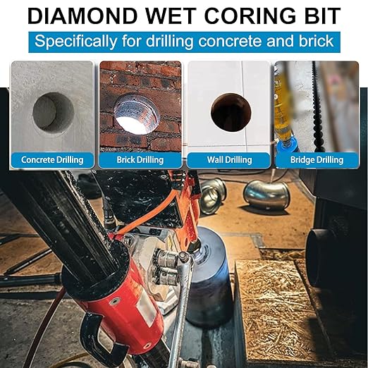 SALI Wet Diamond Core Drill Bits 5-1/2"/142mm Diameter, 15"/380mm Drilling Depth Concrete Core Drill Bit, 1-1/4-7" Thread Core Bit Turbo Laser-Welded Segments with Rebar, Brick, Block, Masonry, Stone