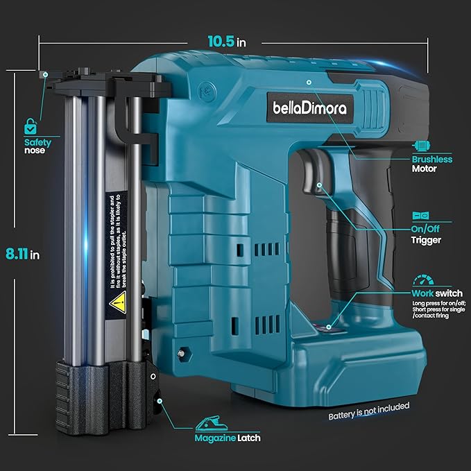 18GA Cordless Brad Nailer, 2 in 1 Nail Gun & Staple Gun for Makita 18V Bettery with 1000 Nails &1000 Staples, Battery Powered Nail Gun for Home Improvement(No Battery)