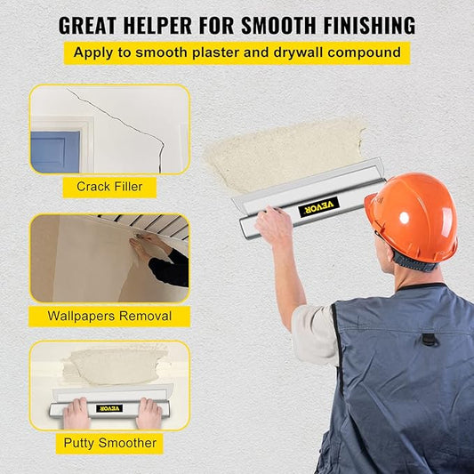 VEVOR Skimming Blade,24 inch Smoothing Knife, European Stainless Steel Construction Knife, Aluminum Blade Profile Smoothing Knockdown Spatula for Gyprock/Drywall/Wall-Board