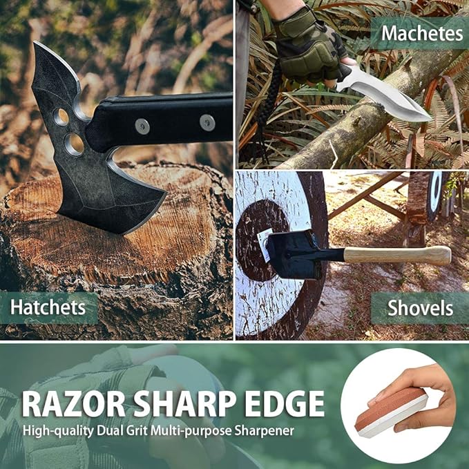 NedFoss Axe/Hatchet Sharpening Puck Whetstone Knife Sharpening Stone, Dual Grit Multi-Purpose Sharpener with Sheath