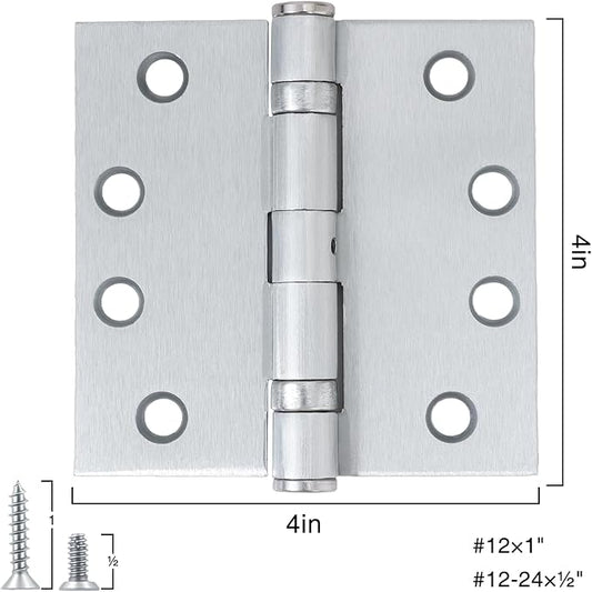 1 Pack Satin Chrome 4 Inch Heavy Duty Commercial Ball Bearing Door Hinges