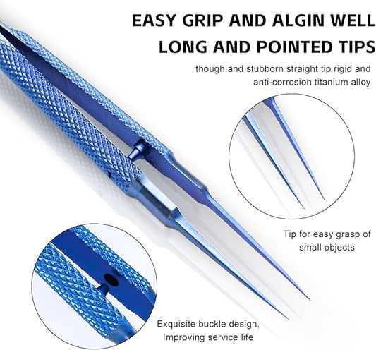 4.25'' Small Titanium Tweezers Sharp Fine Tip Tweezers Non-magnetic Micro Precision Tweezers for Soldering Electronics Work Jewelry Making