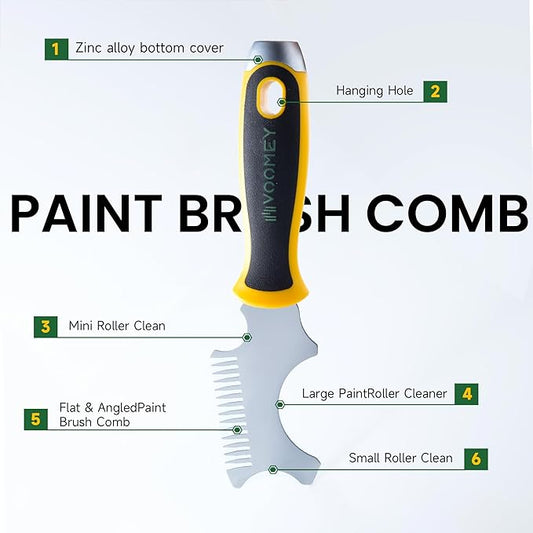 VOOMEY 5-in-1 Brush Roller Cleaner Tool (2-Pack),Heavy-Duty Metal Paint Brush Comb with Hammer Base for Painting Pros & DIYers