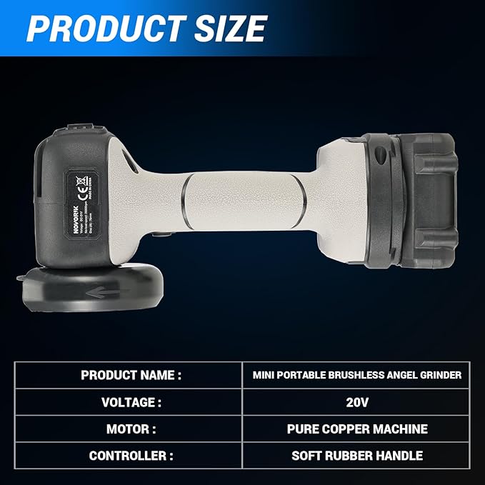 Brushless Angle Grinder, Cordless Mini Angle Grinder Brushed with 2pcs 16.8V 2000mAh Battery 5-Cutting Discs, Power Angle Grinder for Wood Metal Stone Concrete