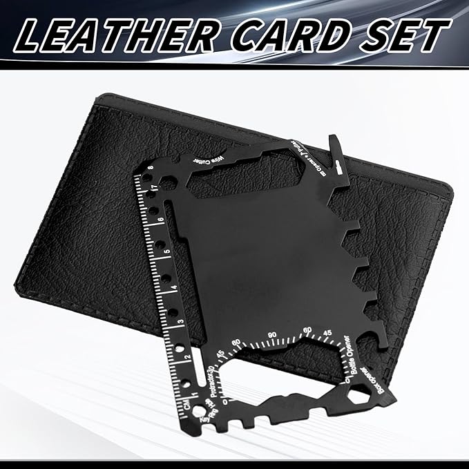 Cholemy 36 Pcs Credit Card Wallet Multitool 46 in 1 Metal Stainless Steel Survival Pocket Tool Bottle Opener Multipurpose Bulk for Husband Dad Men Christmas Birthday Gift, Black