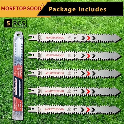 Double-Sided Reciprocating Saw Blade,9 Inch Wood Pruning Japanese Teeth Saw Blades for Cutting Bamboo/Tree Branches/Limb/Roots/Shrubs/Brush/Stumps (5TPI/5 Pack)