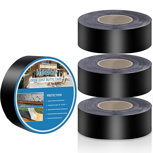 Deck Joist Tape 2''횞50',4 Pack Weather-Resistant Joist Tape for Decking,Waterproof Seal Antiseptic Butyl Decking Tape,Self-Adhesive Flashing JoistsTape for Wood Decks Beams Roof