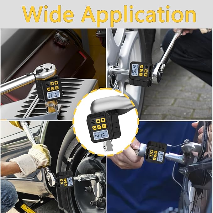1/2??Drive Digital Torque Adapter, 7.38-147.5 Ft-lb/10-200 Nm Digital Torque Wrench Converter with 3/8" and 1/4" Adapters for Bicycle Motorcycle Car Repair